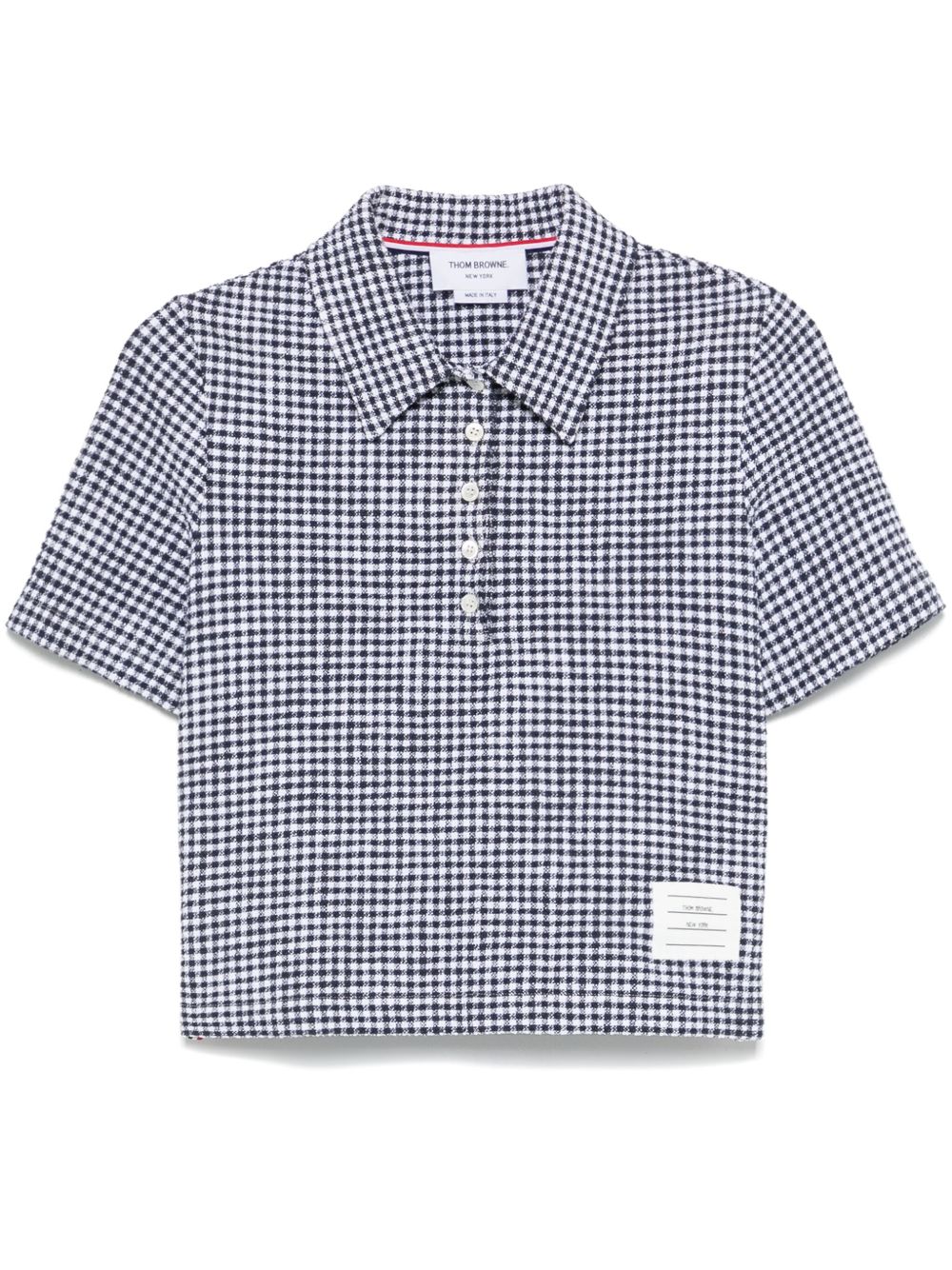 Gingham tweed polo top - Blue