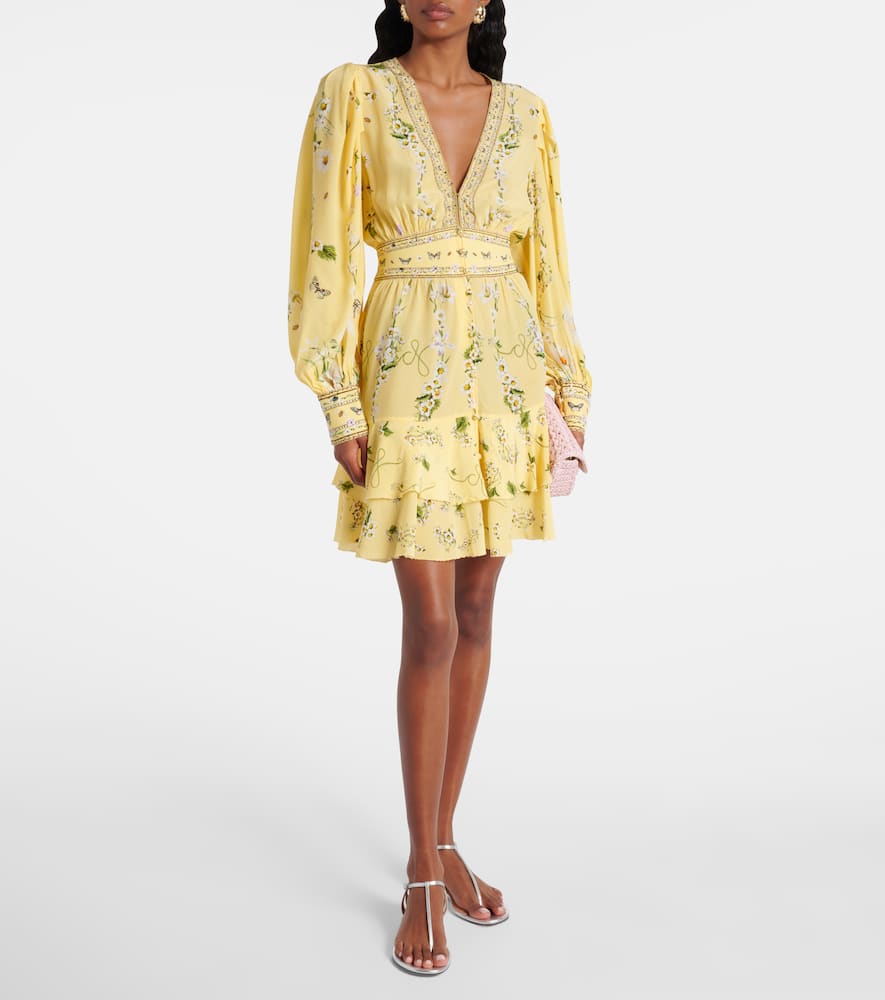 Daisy Chains embellished silk minidress