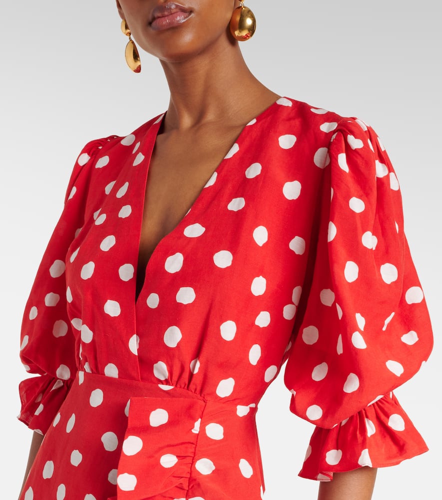 Polka-dot ruffled minidress