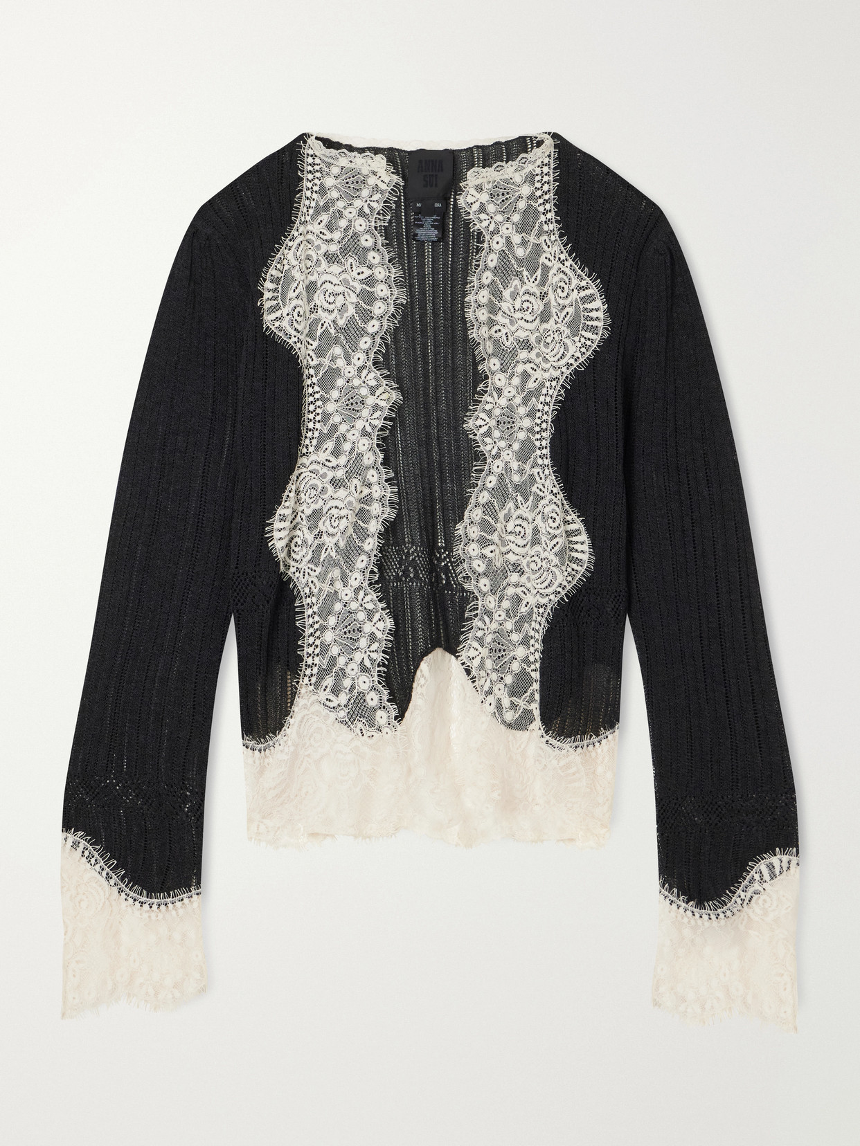 Lace-trimmed Jersey Cardigan