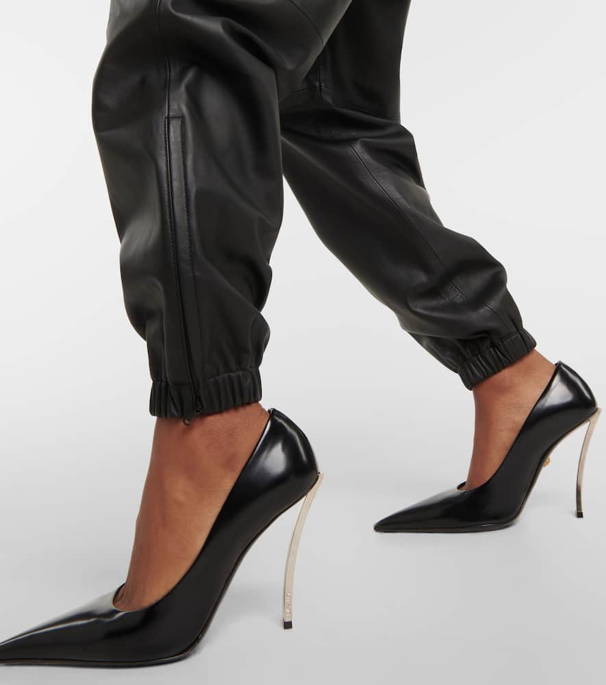 Leather sweatpants