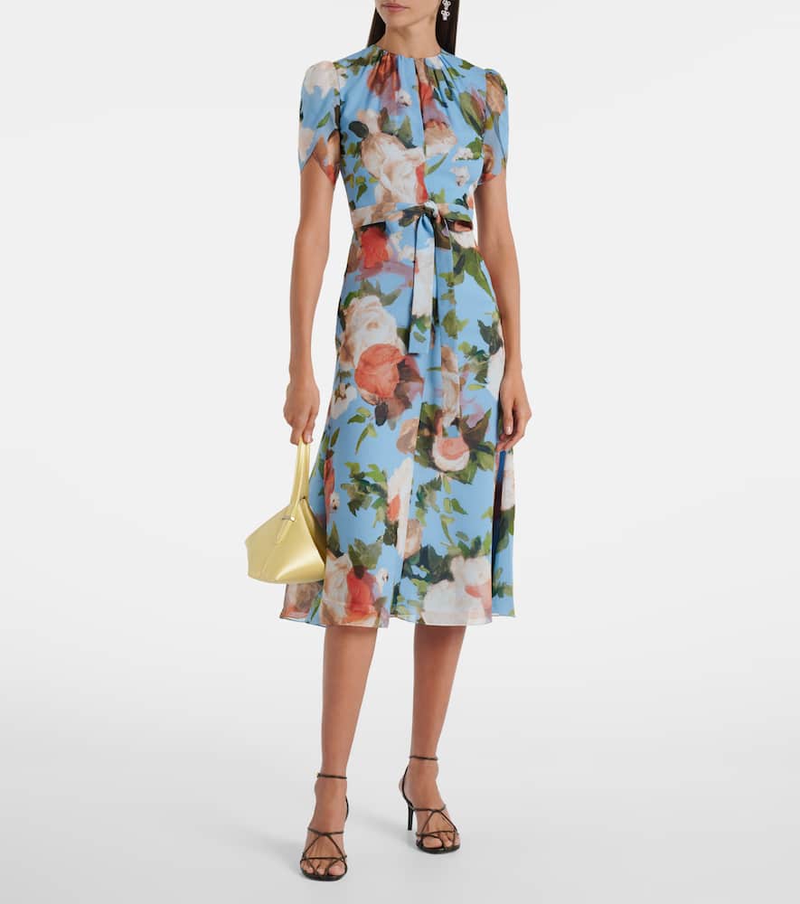 Floral silk voile midi dress