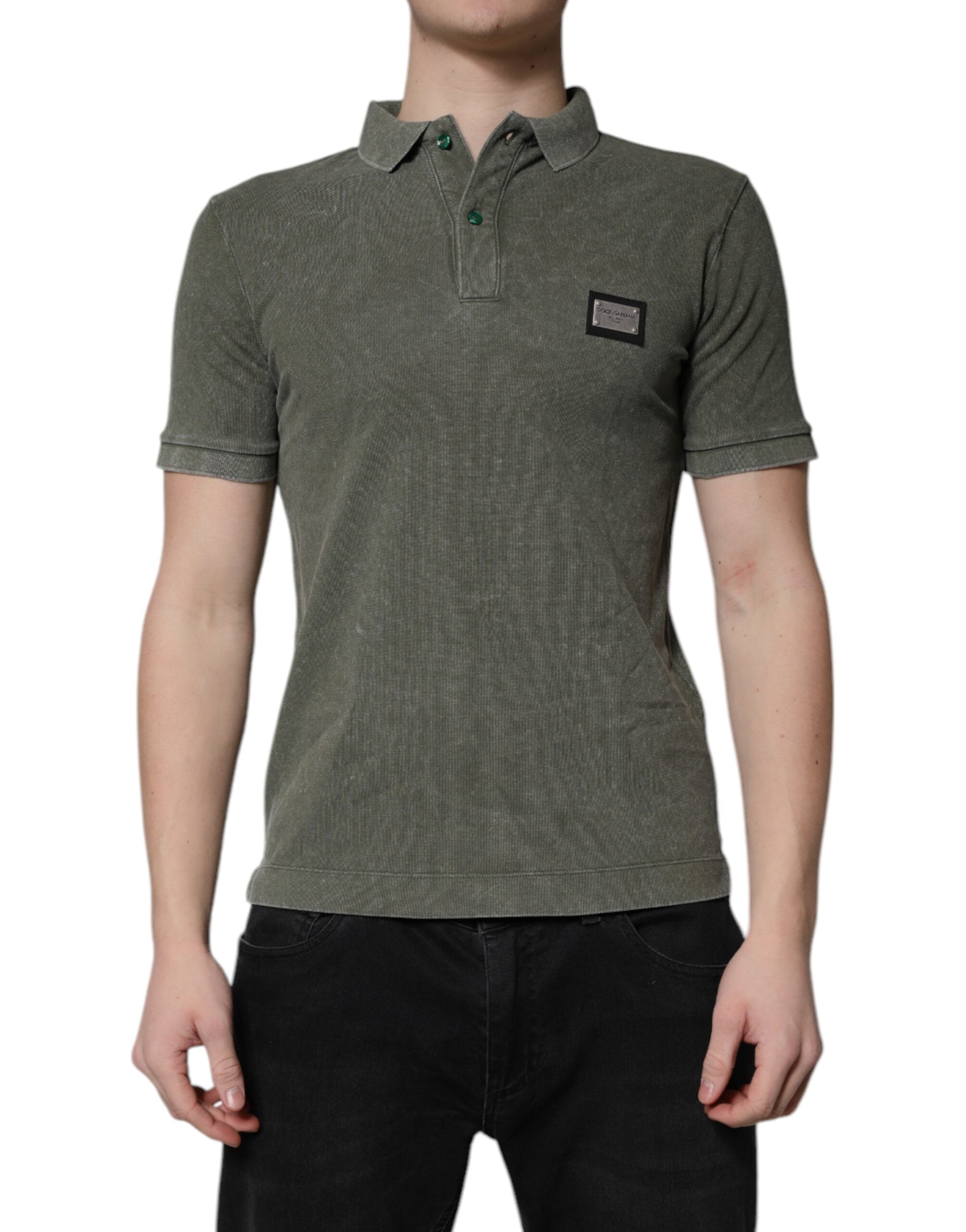 Logo-Plaque Cotton Polo Shirt — Green
