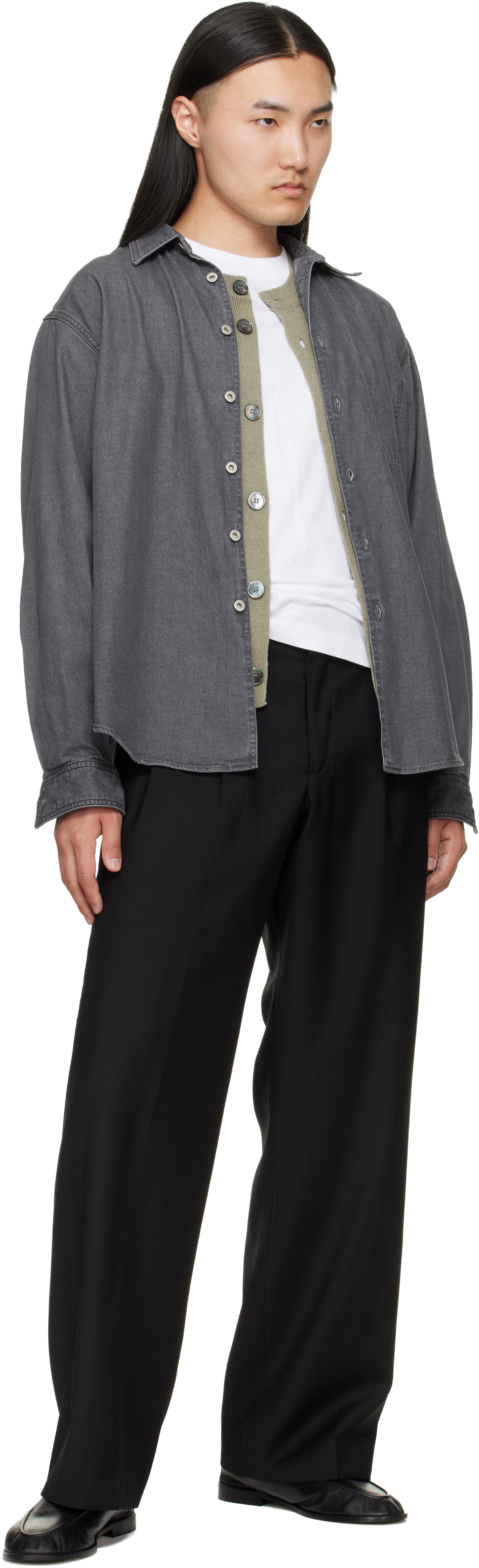Gray Vintage Washed Denim Overshirt