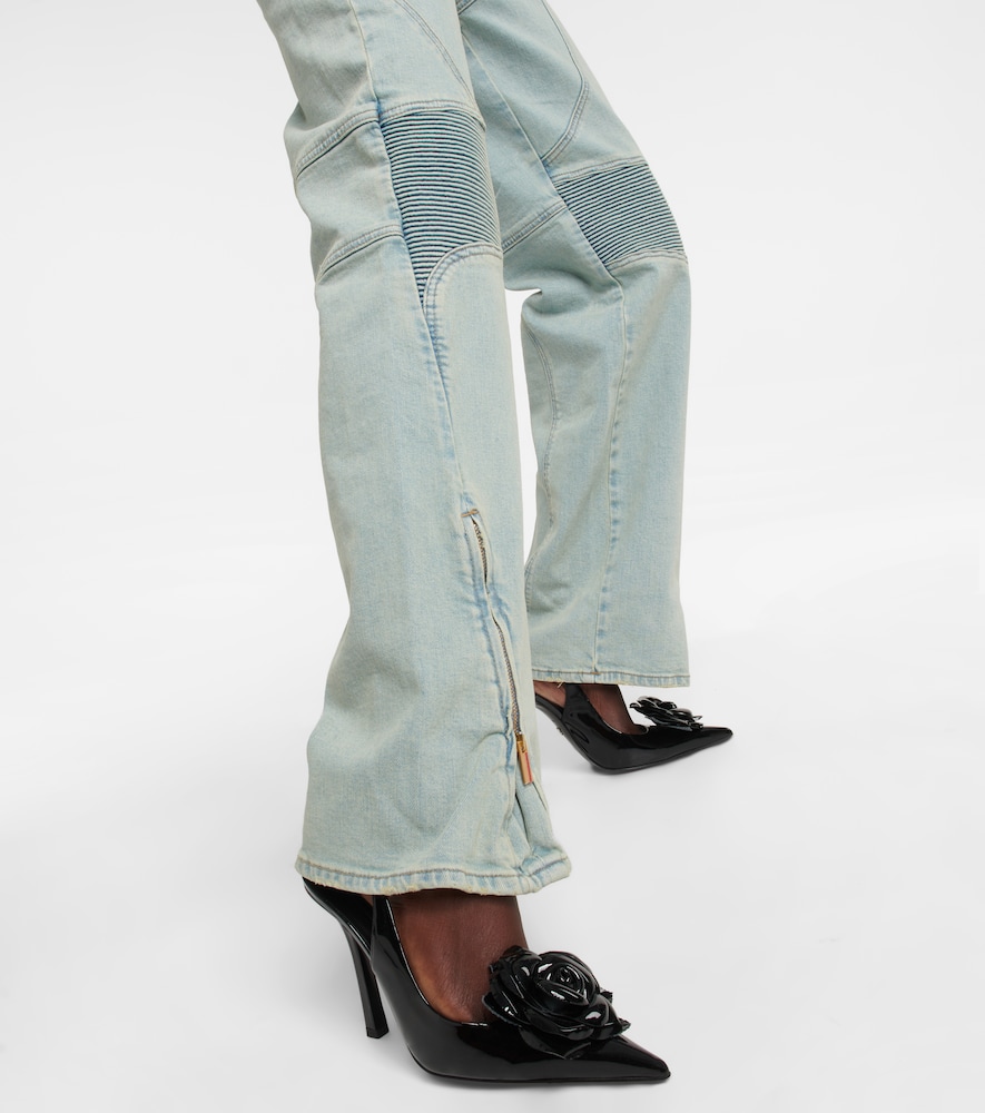 Paneled high-rise wide jeans