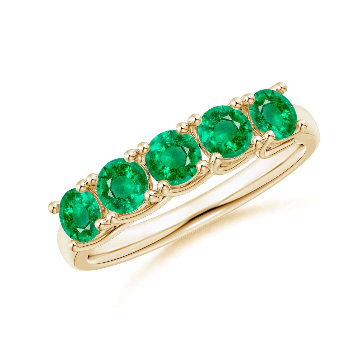 Angara 1.0 Carat Half Eternity Five Stone Emerald Wedding Band in 14K Yellow Gold