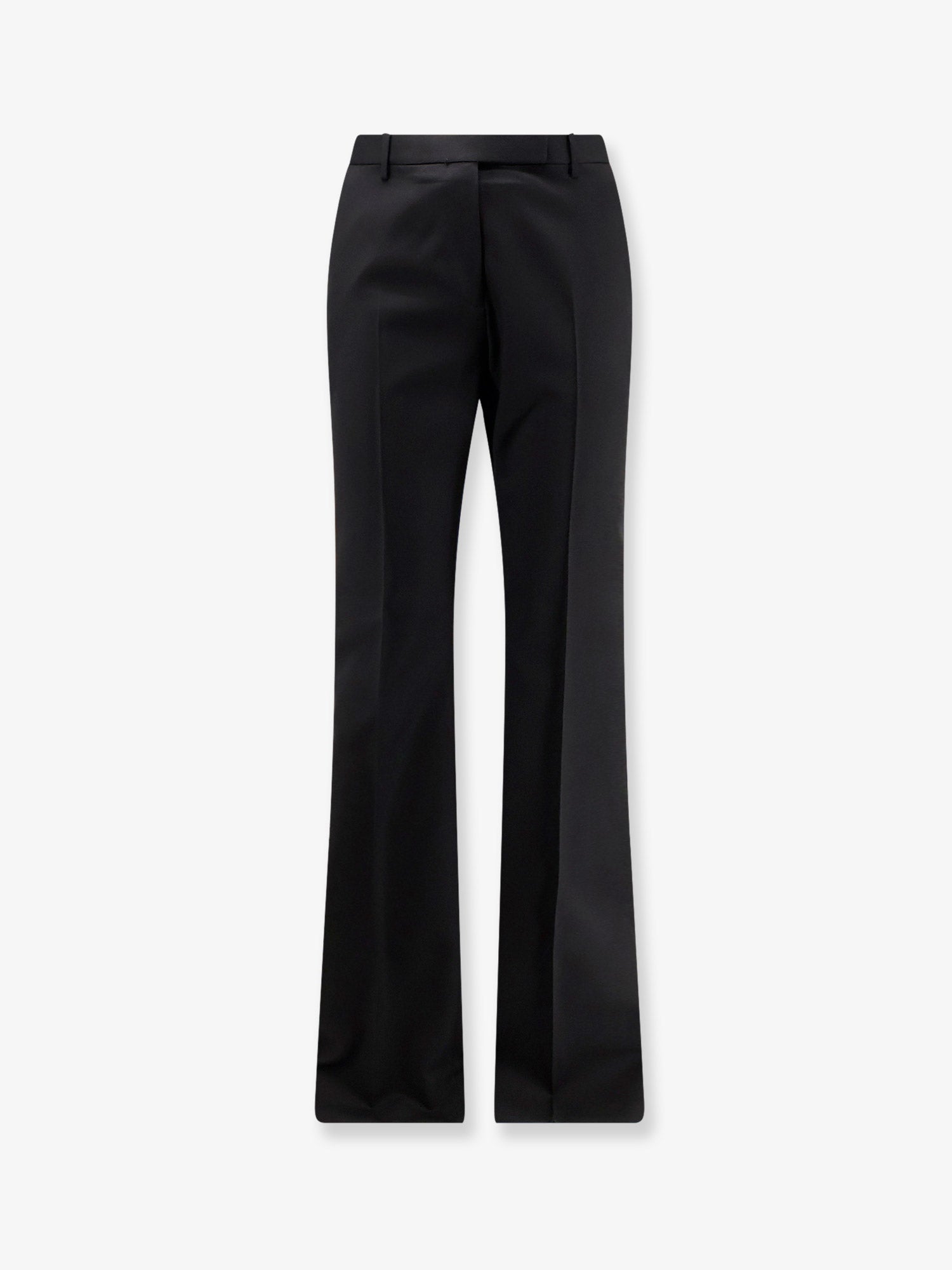 Wool-Silk Tailored Trousers — Black