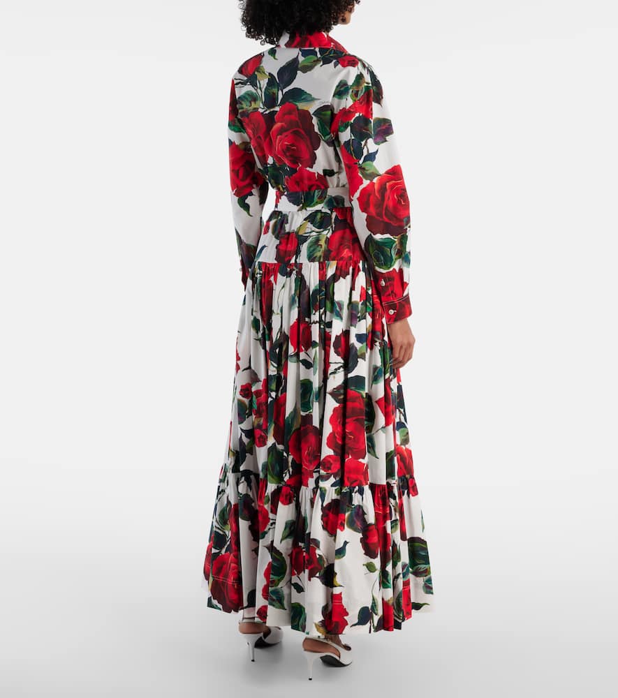 Floral tiered cotton maxi skirt