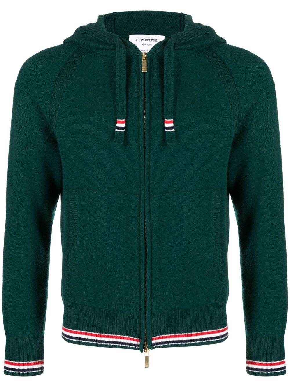 Cashmere knitted zip-up hoodie - Green