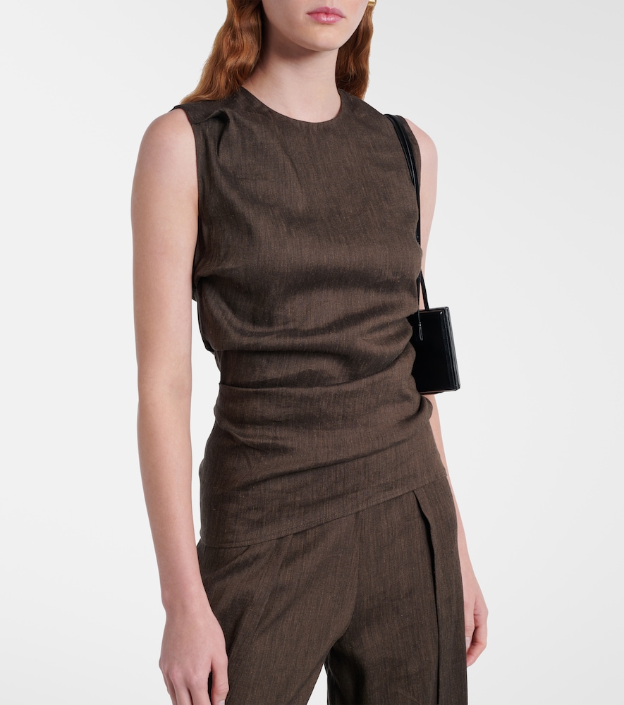 Anoushka draped linen-blend slub top