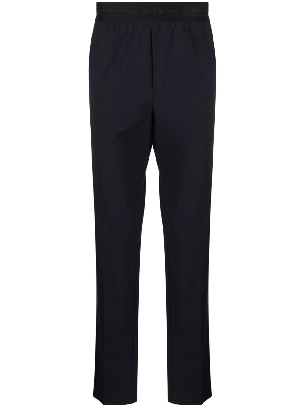 Logo-waistband straight-leg trousers - Black
