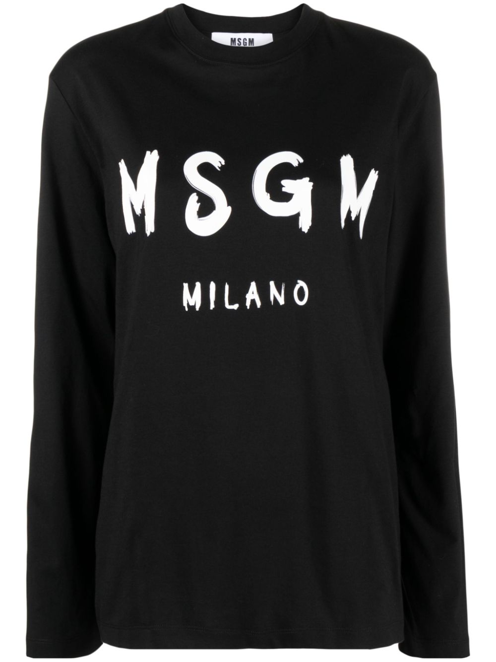 Logo-print long-sleeve cotton T-shirt - Black