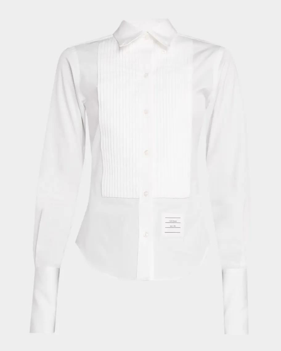 Plisse Bib Button Down Point Collar Shirt