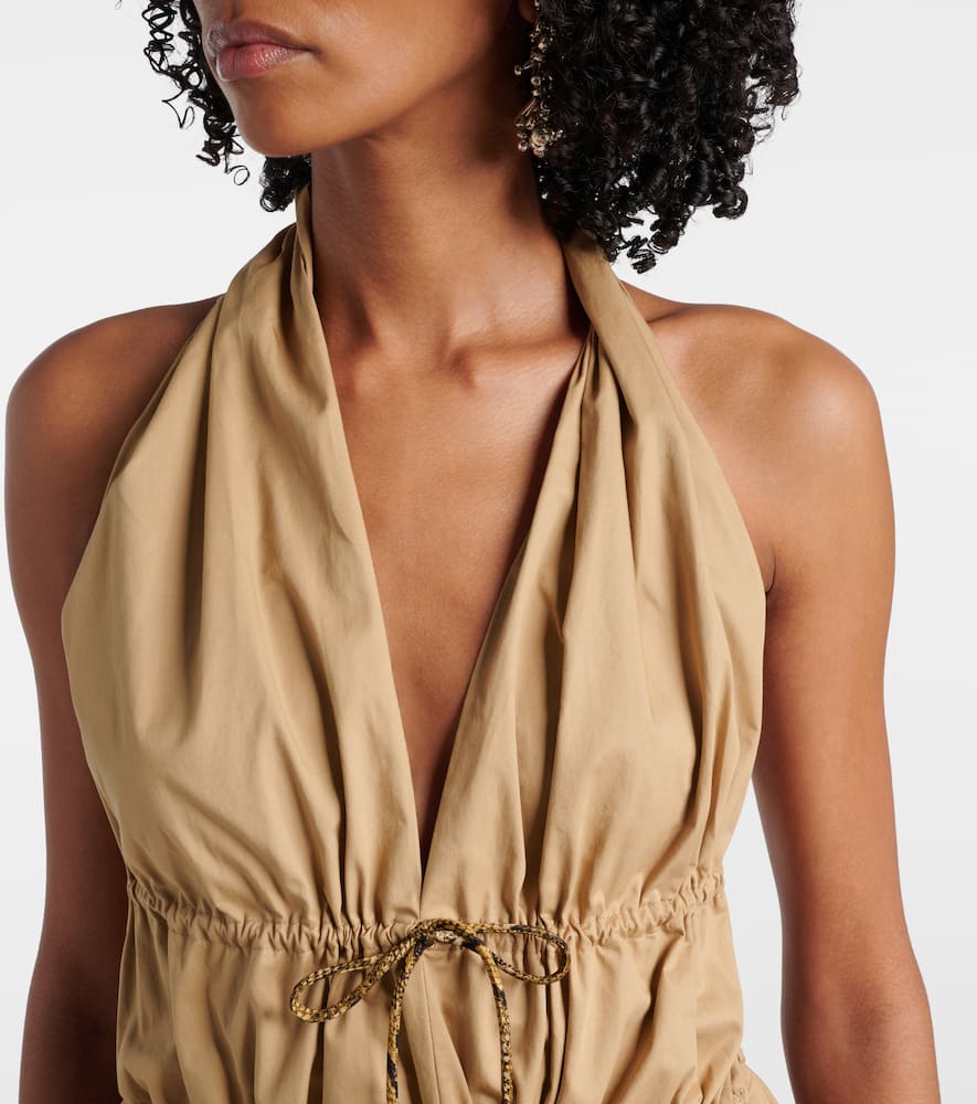 Dries Van Noten Gathered halterneck cotton poplin top
