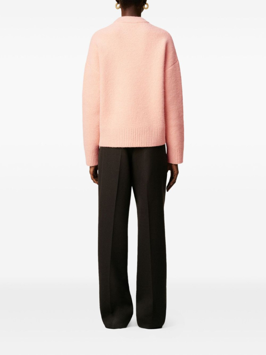 Pink Wool Sweater With Logo