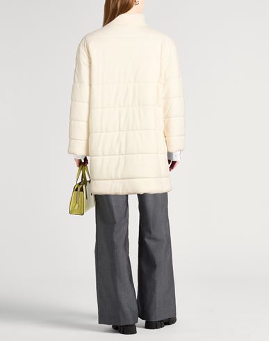 Woman Puffer Cream Size 6 Virgin Wool, Viscose, Cashmere