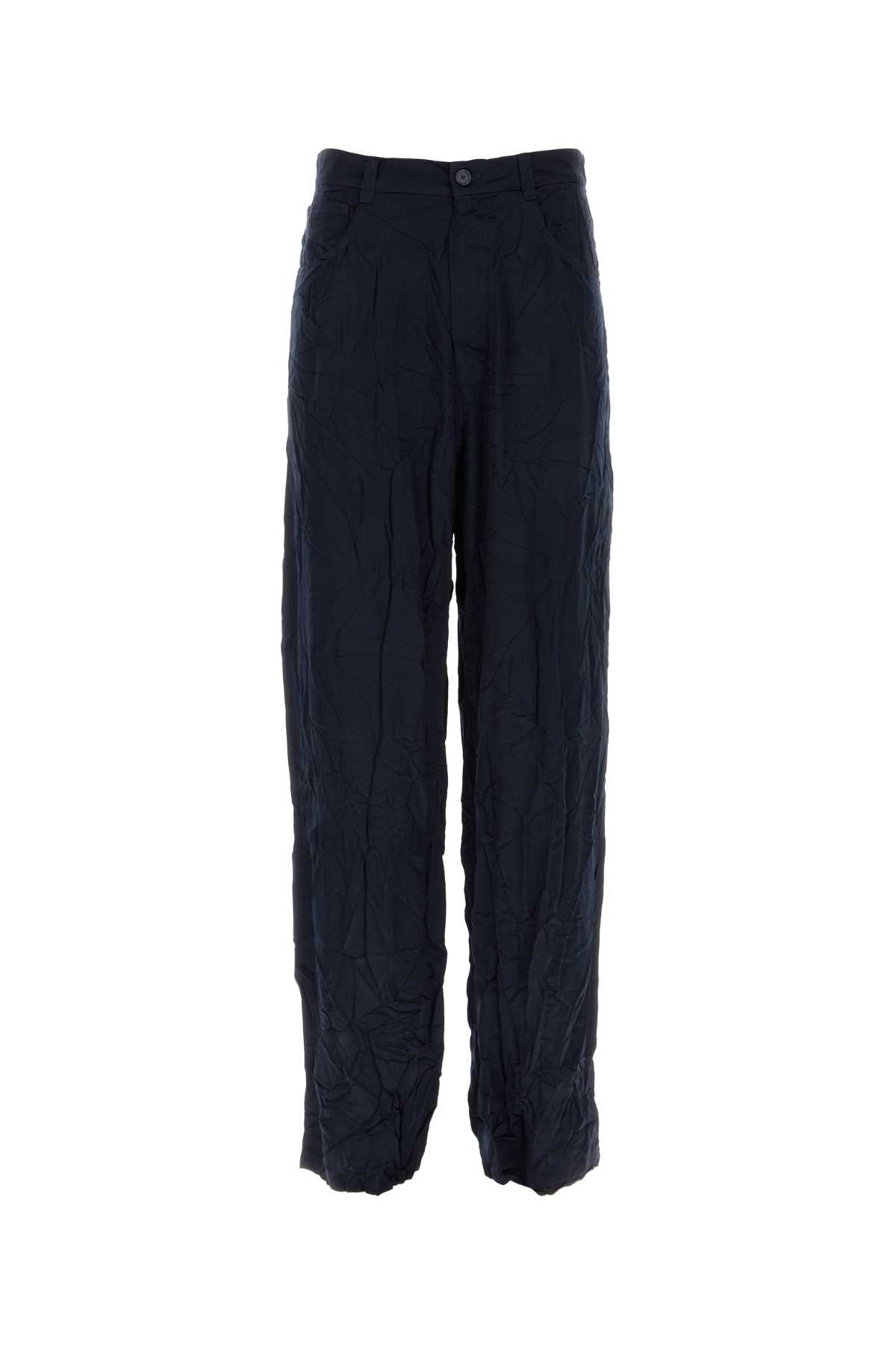 Satin 5-Pocket Trousers — Navy