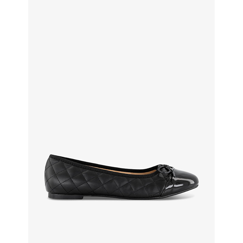 Womens Black Quilted Amelie Quilted Leather Ballet Flats