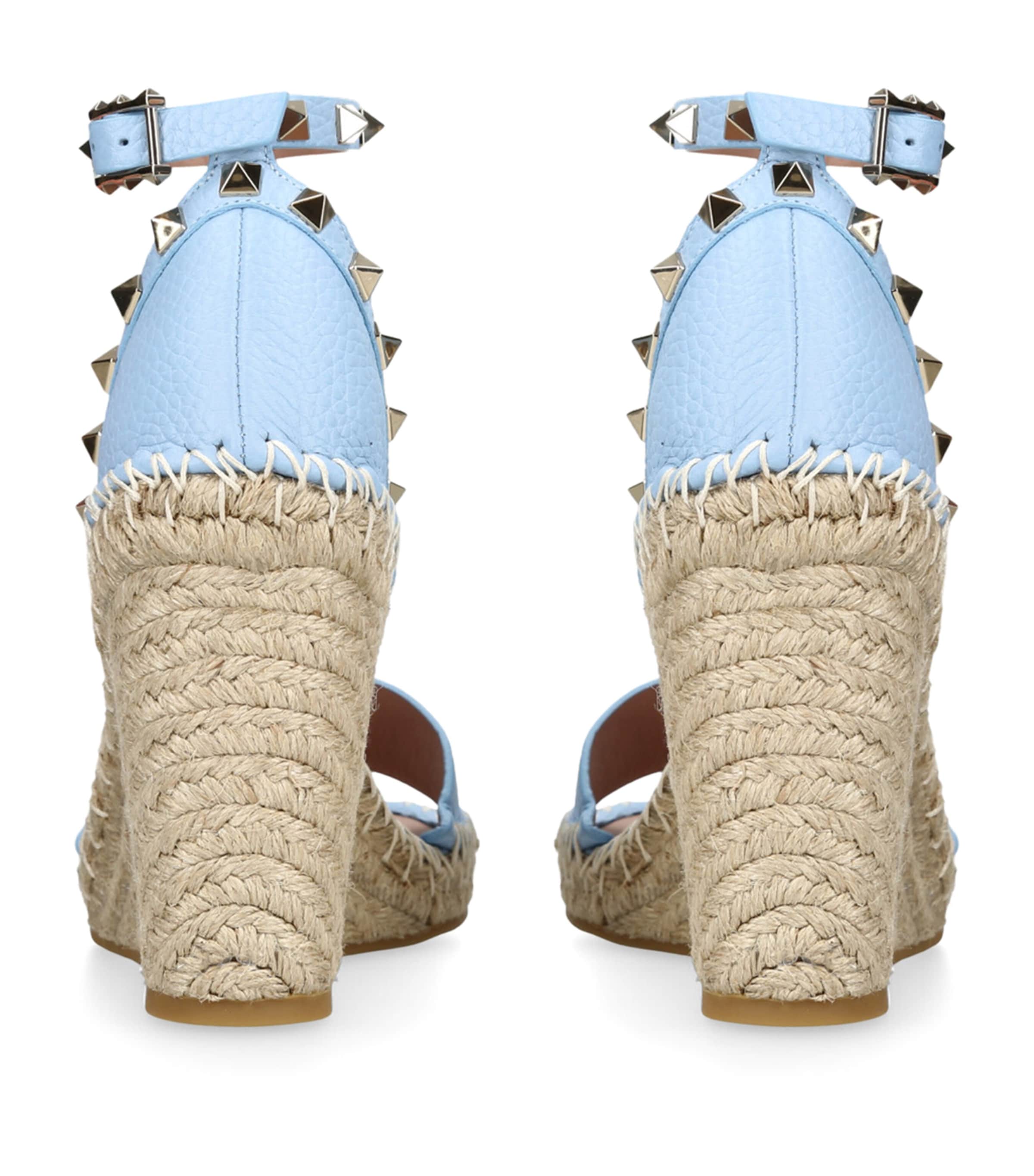 Leather Rockstud Espadrille Wedges 105