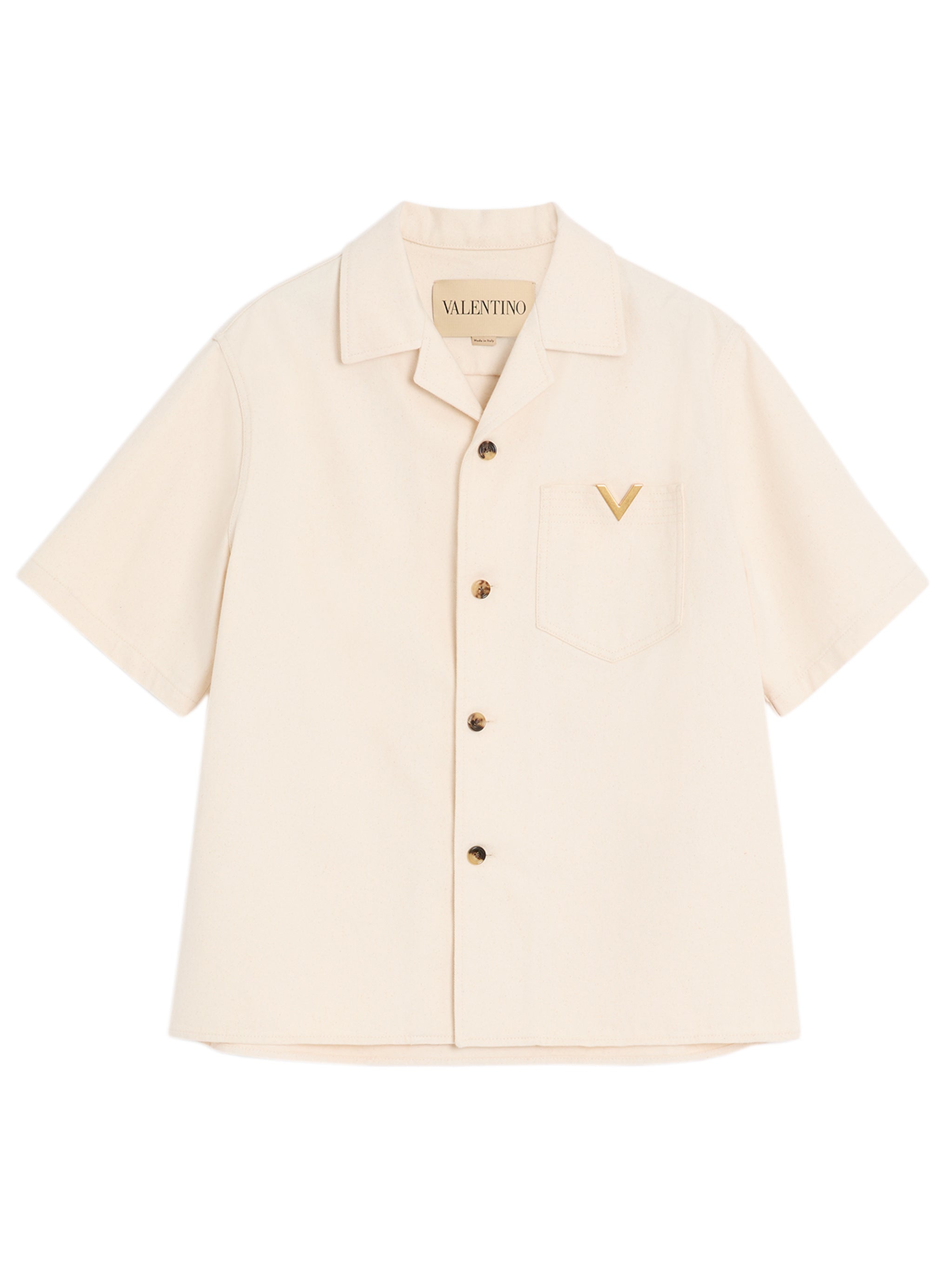 Men's Denim Shirt with Gold V Chest Detail