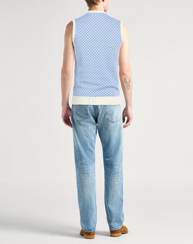 Man Sweater Pastel blue Size 40 Cotton, Linen