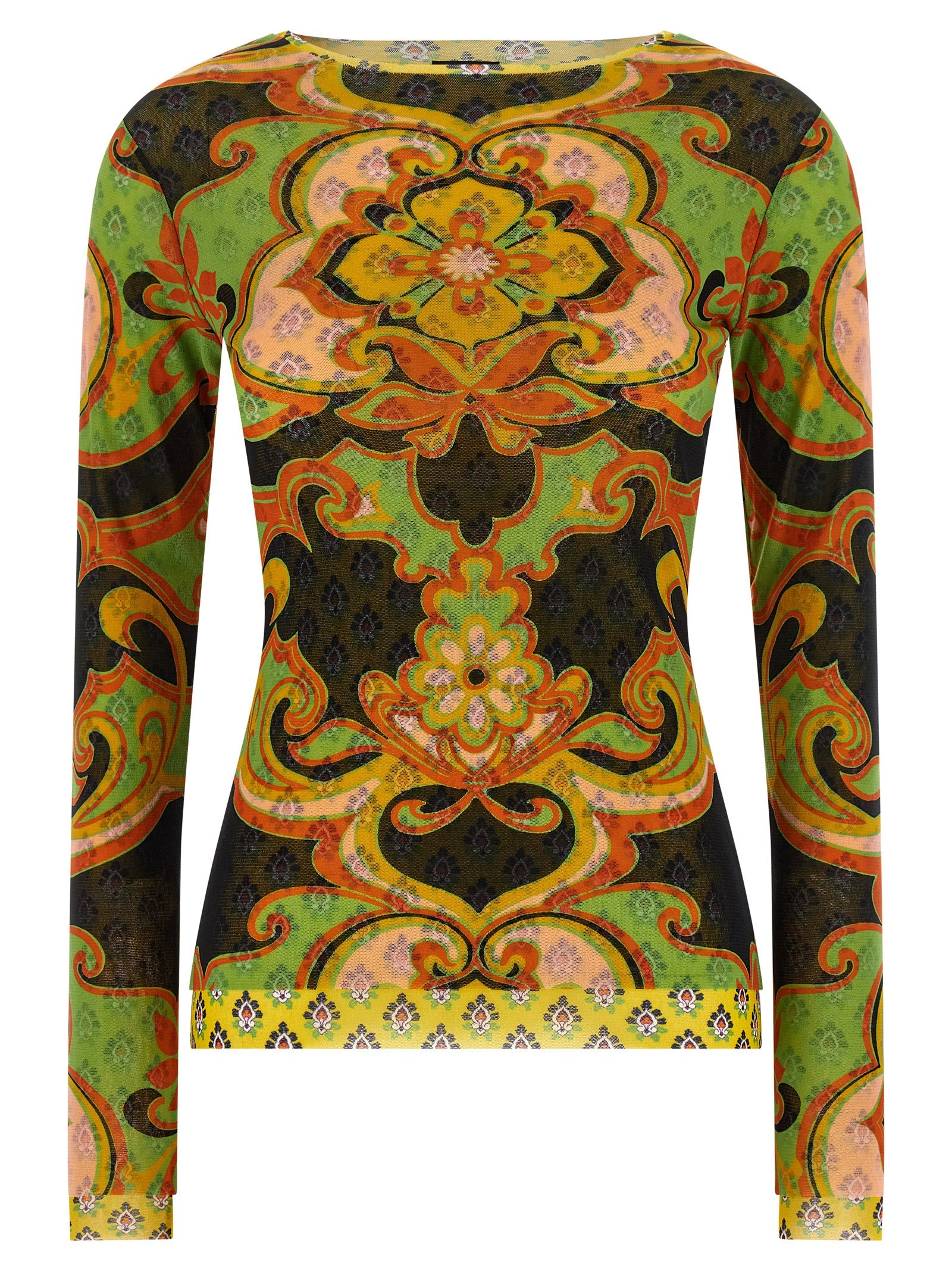 Baroque Patterned Mesh Sweater — Multicolor