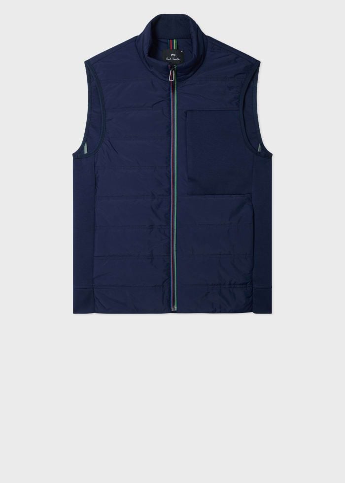 Navy Quilted Mixed Media Gilet Blue