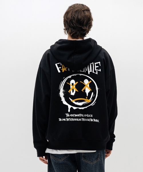 Fake Smile Oversized Hoodie Zip-Up 2 Color