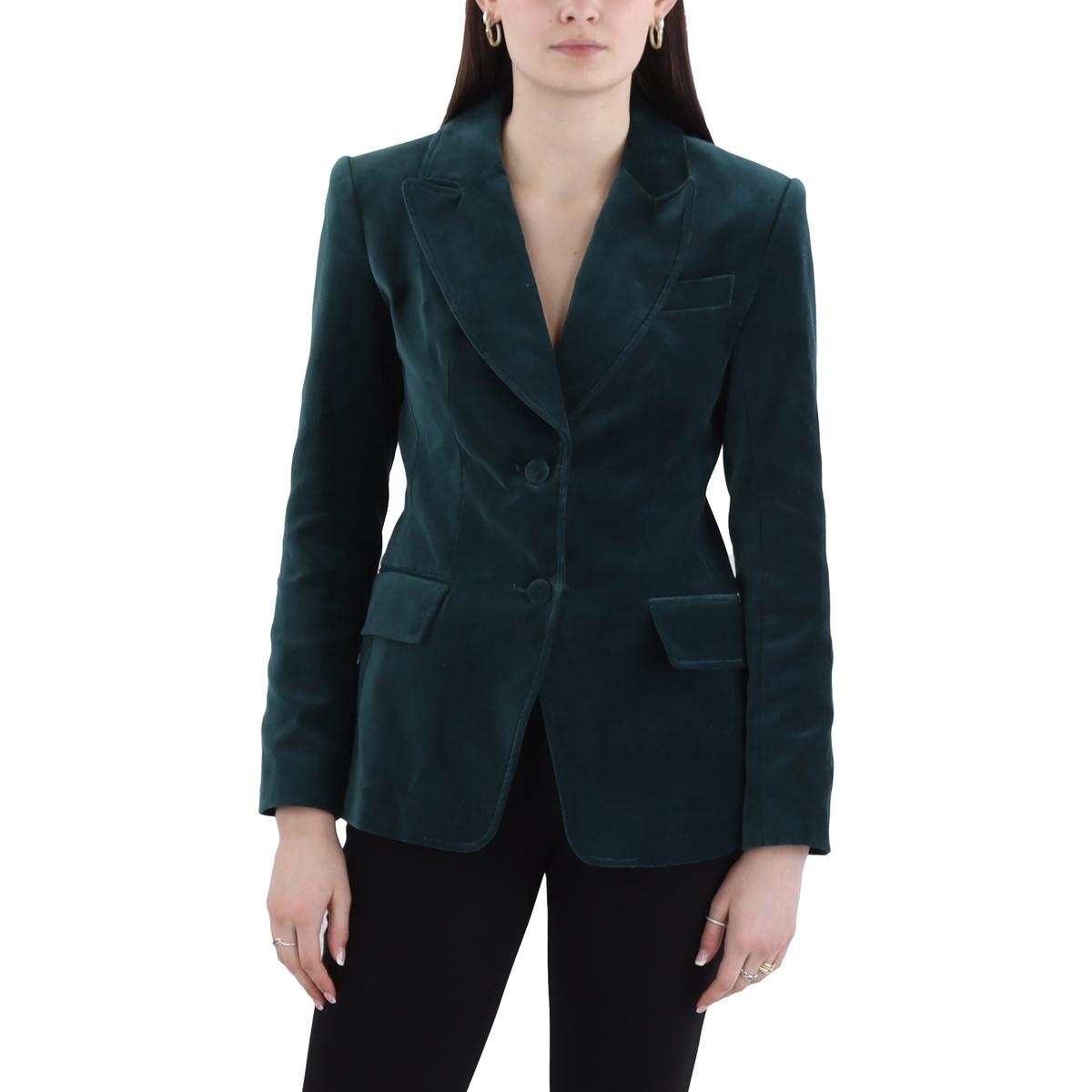 Womens Pocket Cotton Two-Button Blazer