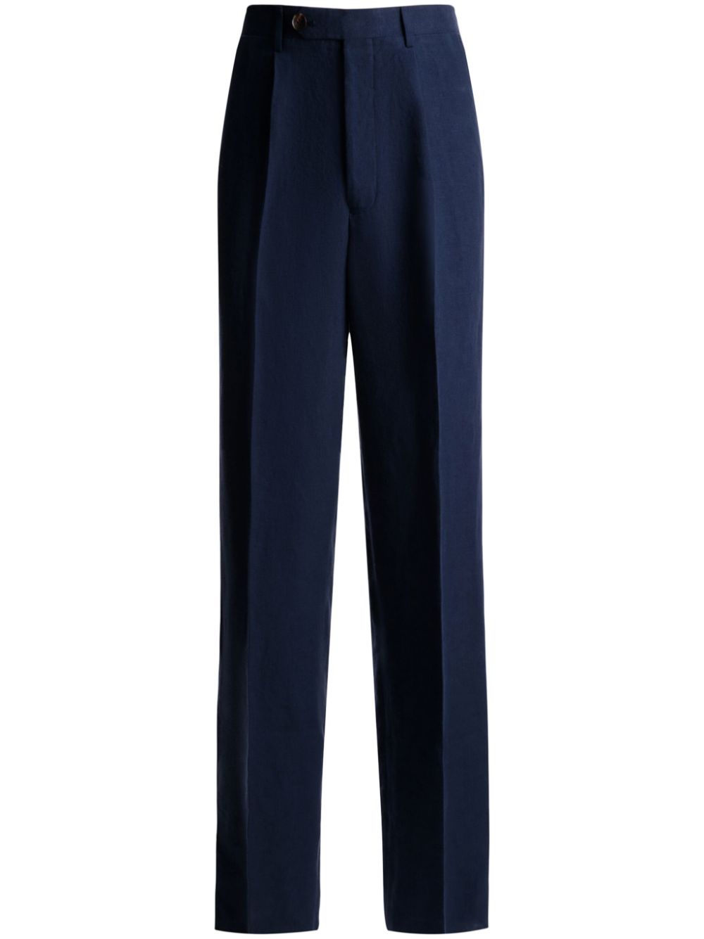 Straight-leg linen chino trousers - Blue
