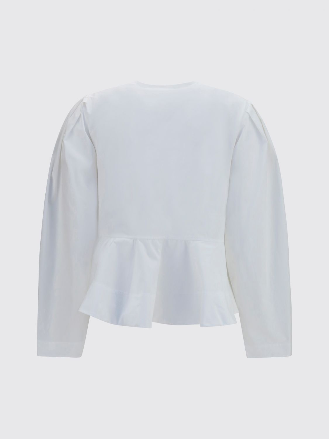 Cropped Cotton Jacket with Ruched Shoulders and Tie Fastening