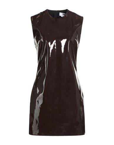 Woman Mini dress Dark brown Size 0 Polyurethane, Polyester