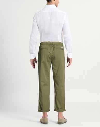 Man Pants Military green Size 36 Cotton, Linen, Elastane