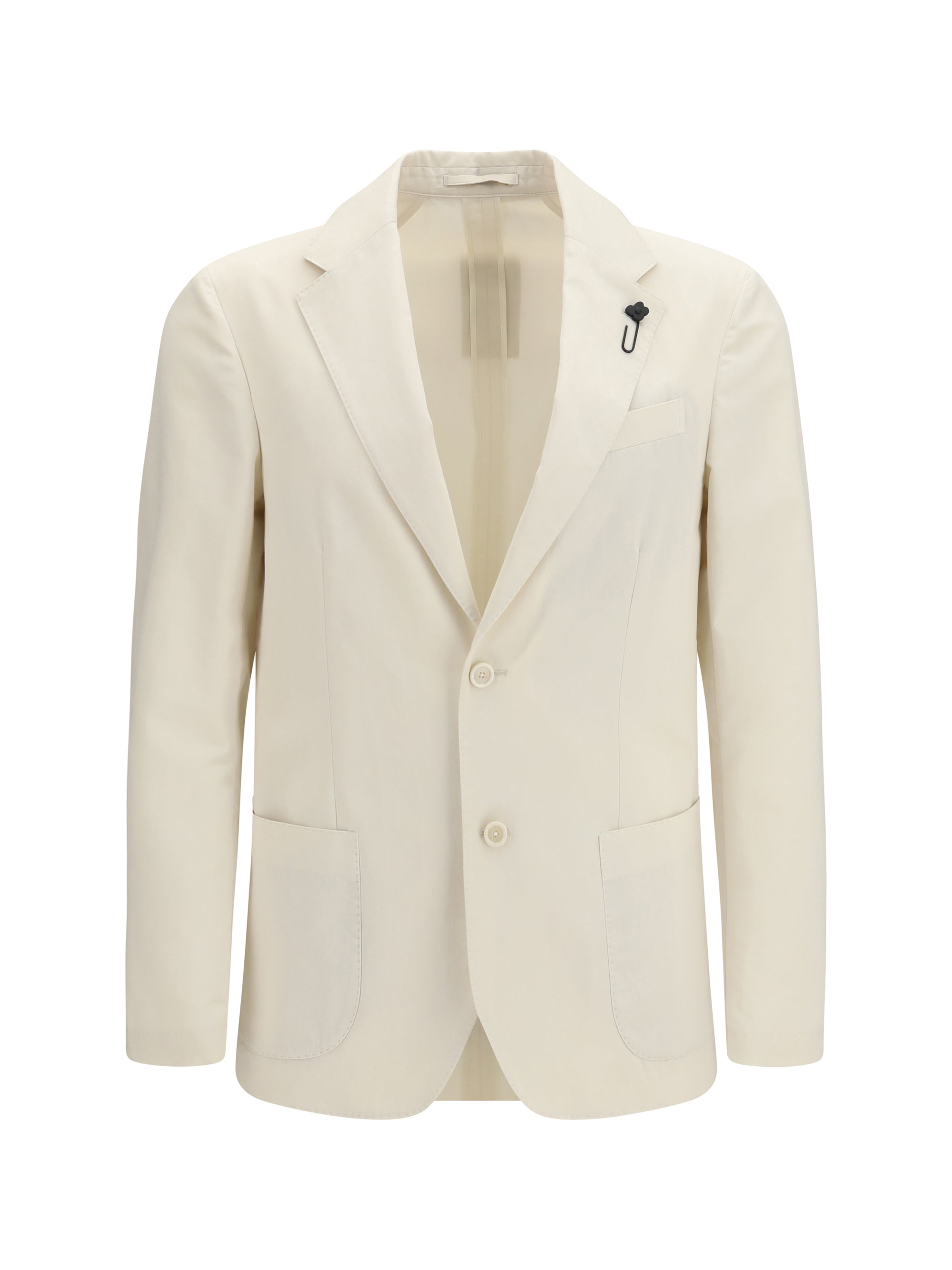 Single-Breasted Cotton-Silk Blazer — Beige