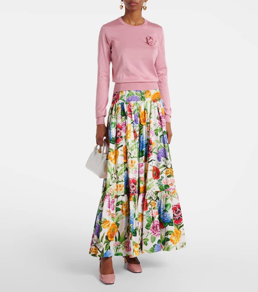 Floral-appliqué sweater
