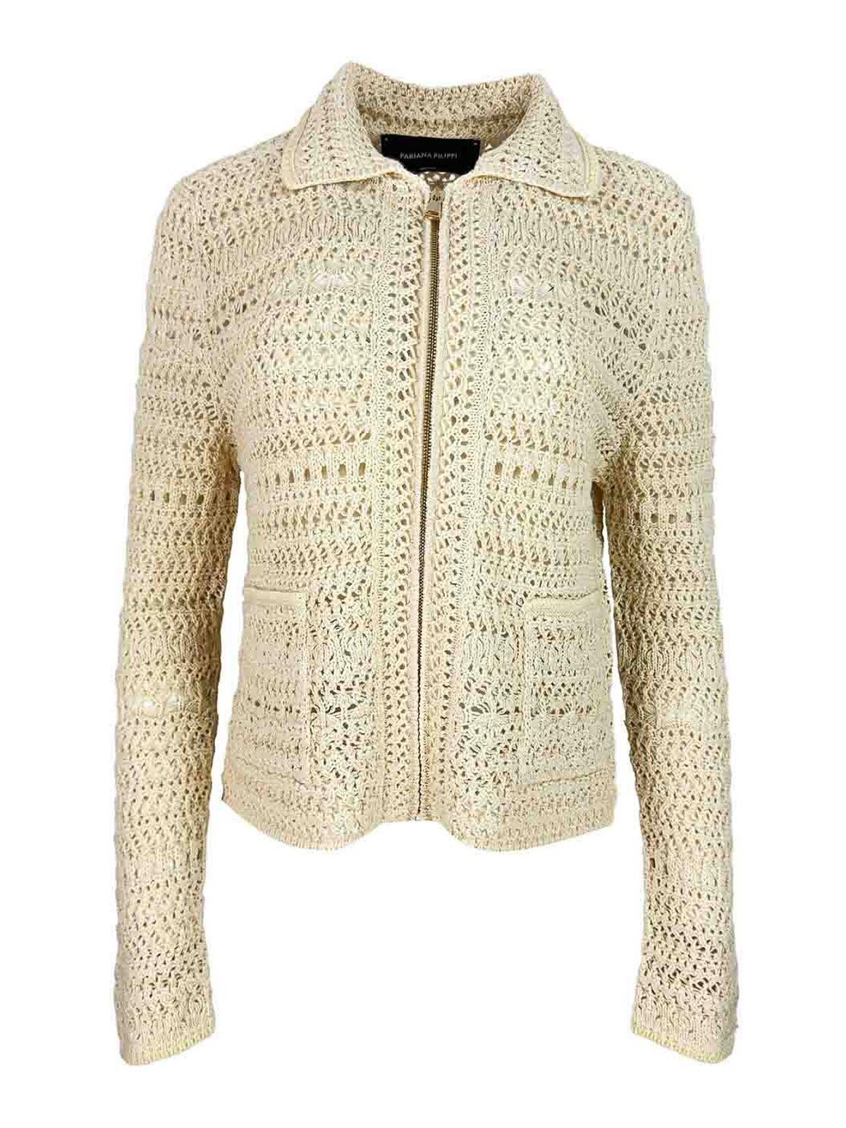Fabiana Filippi - crochet collared long sleeve top nylon silk