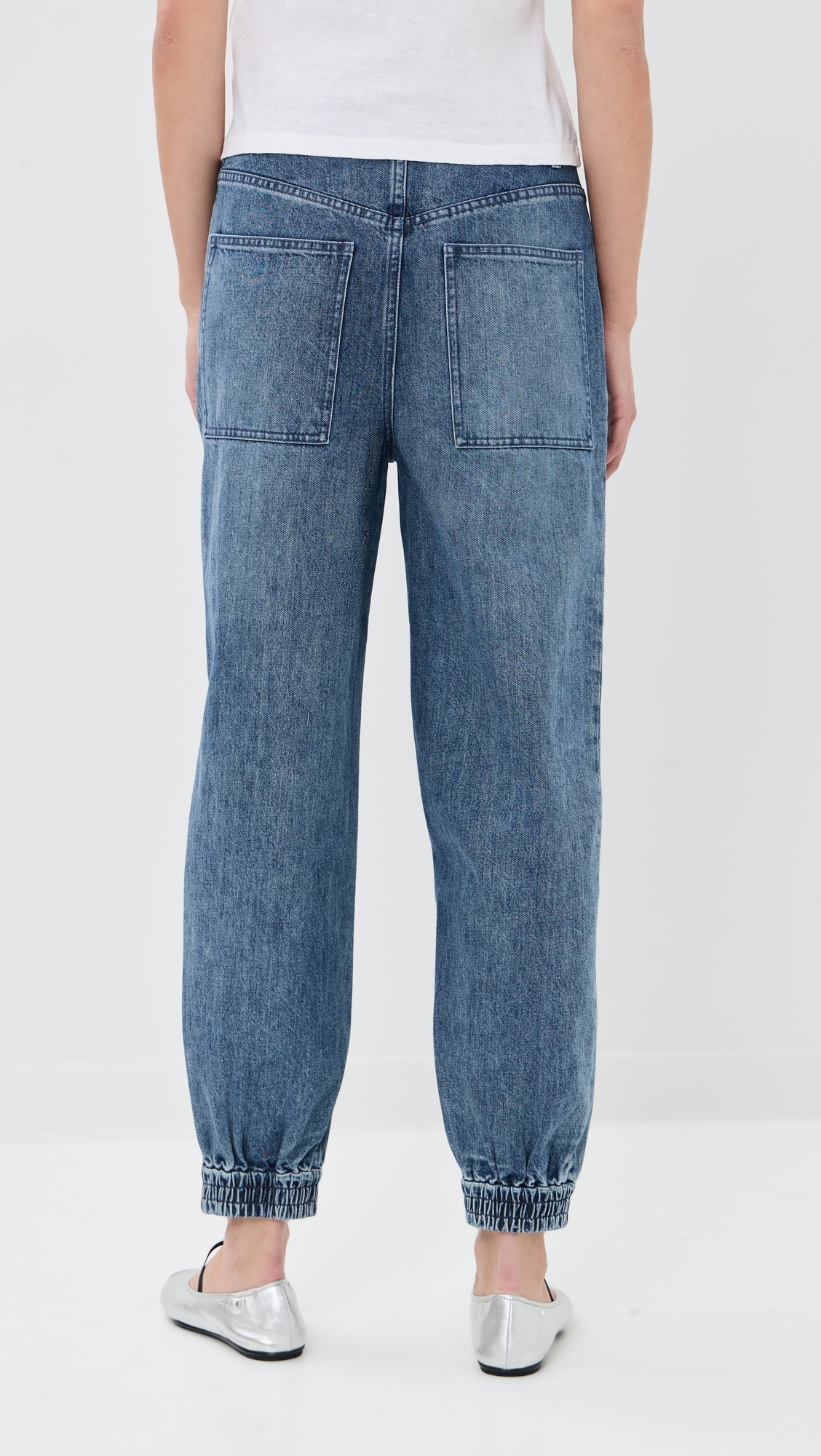 Zippered Denim Joggers Classic Blue