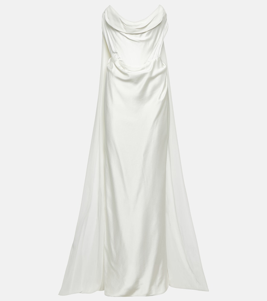 Bridal Galaxy Cape crêpe satin gown