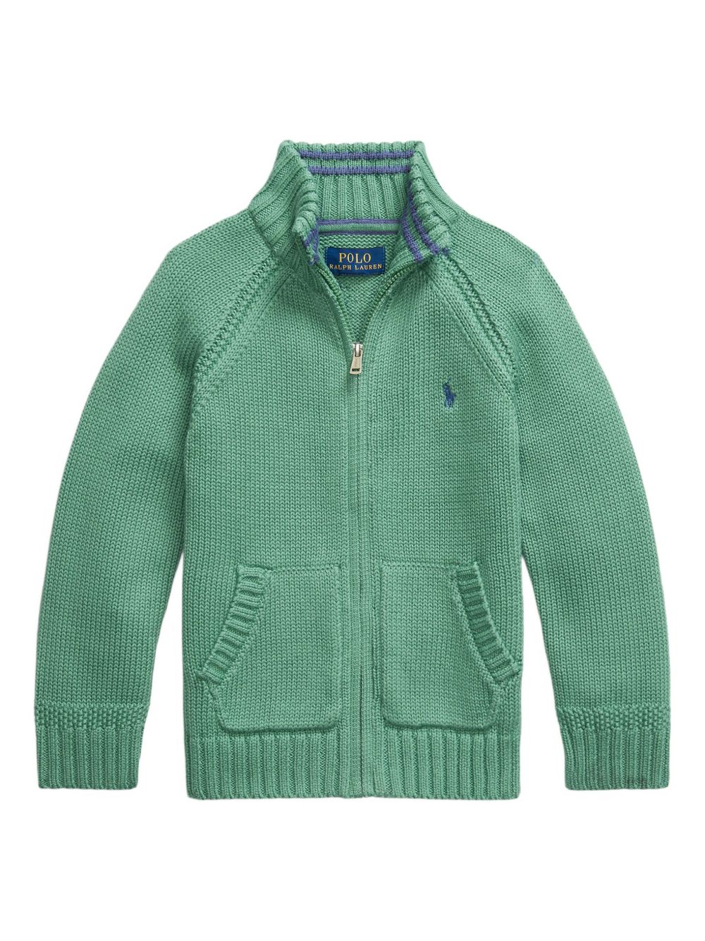 Cotton raglan cardigan - Green