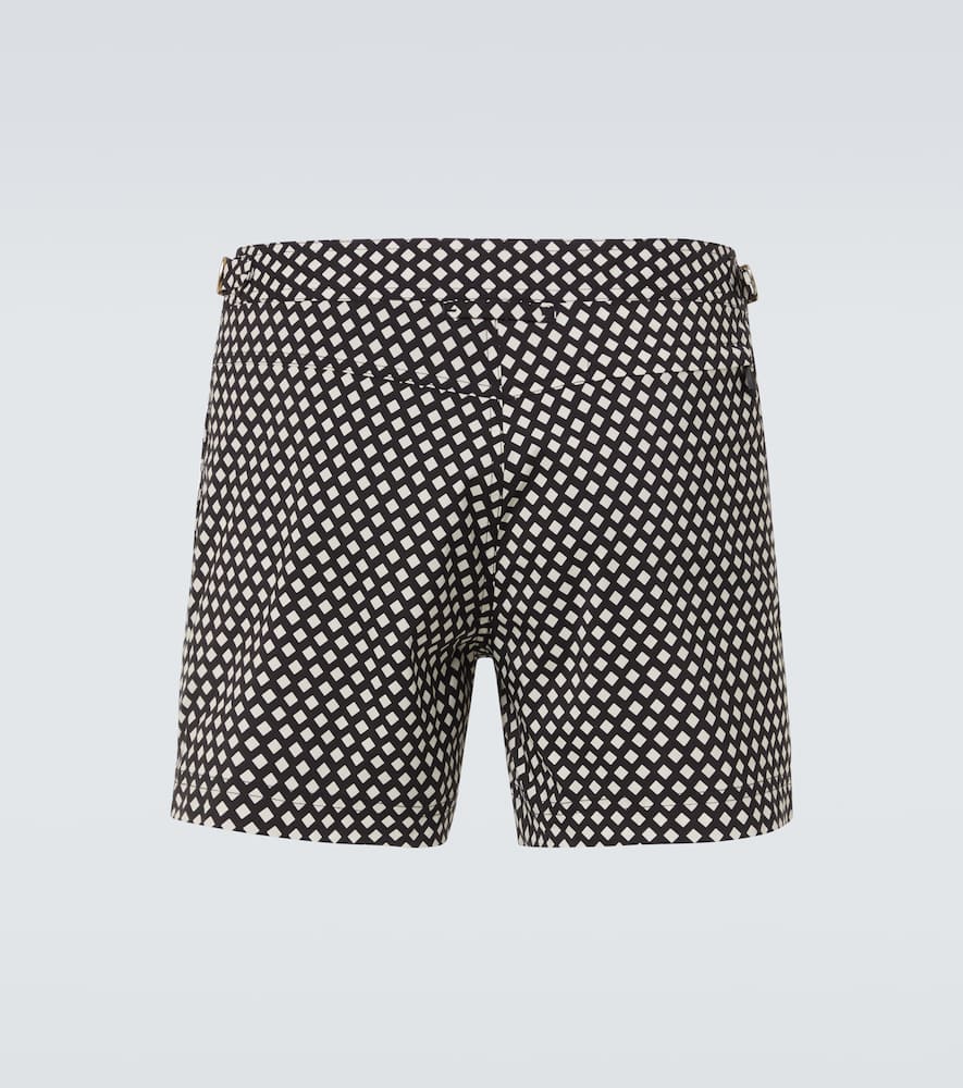 Checked swim trunks