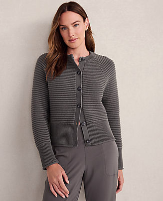 Ann Taylor Haven Well Within Organic Cotton Horizontal Stitch Cardigan