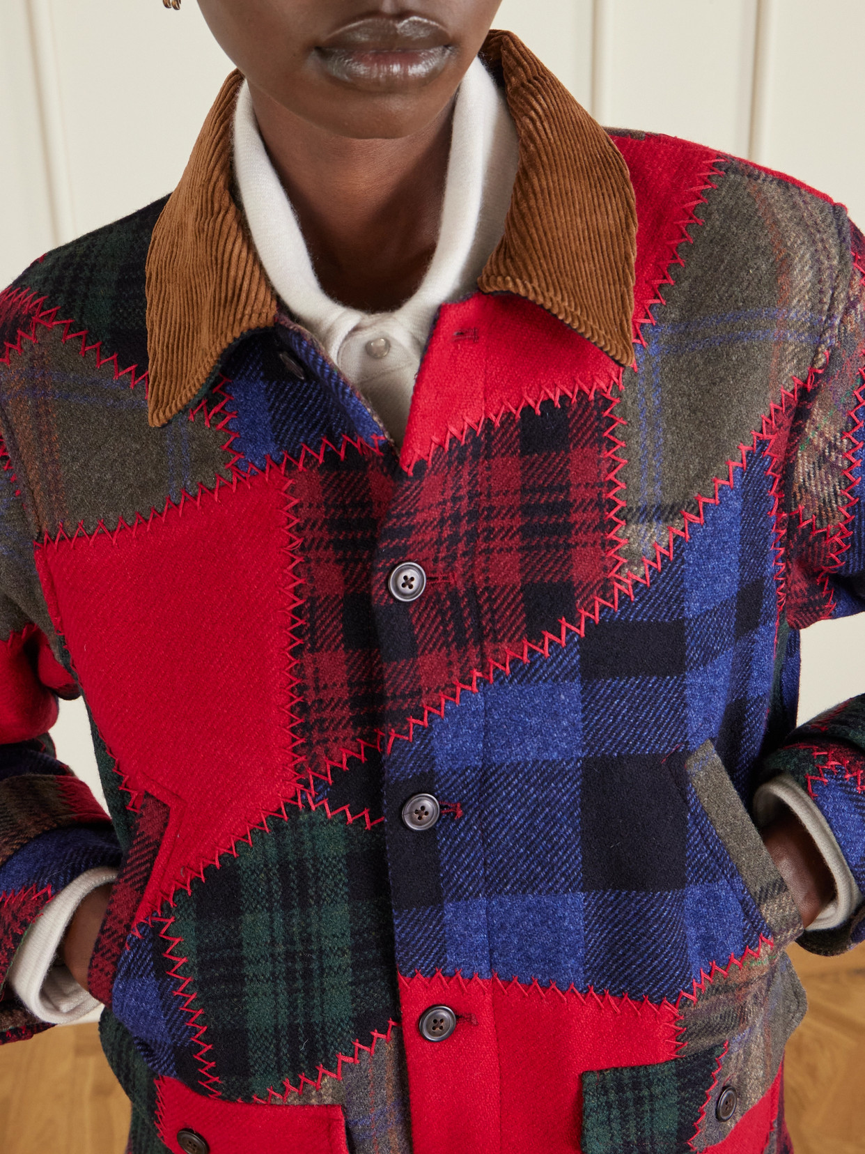 Patchwork Wool-blend Coat - Multi
