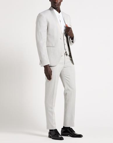 Man Suit Light grey Size 38 Virgin Wool, Linen
