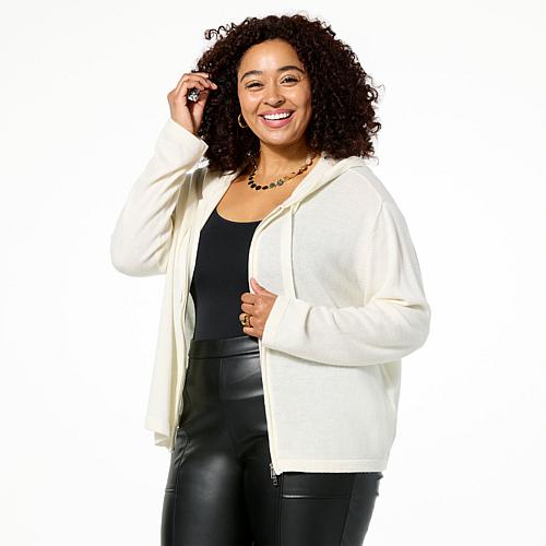 X Amy Morrison Cashmere-Blend Zip-Front Hoodie - Black