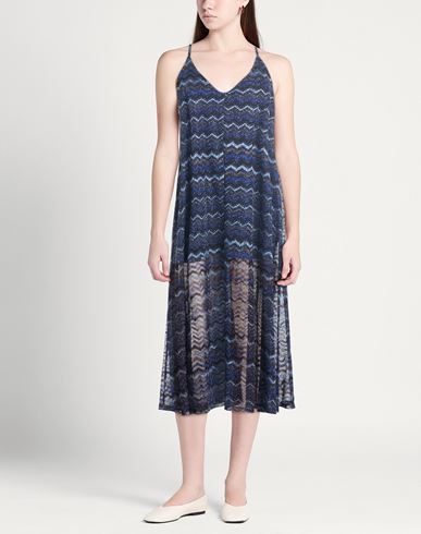 Woman Midi dress Midnight blue Size 6 Polyamide, Metallic Polyester, Polyester, Viscose
