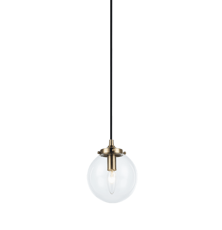 Aged Gold Brass One Light Chandelier from the The Bougie Collection