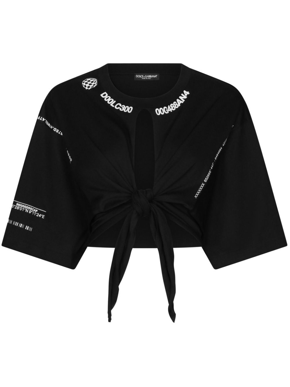 Front-tie crop top - Black