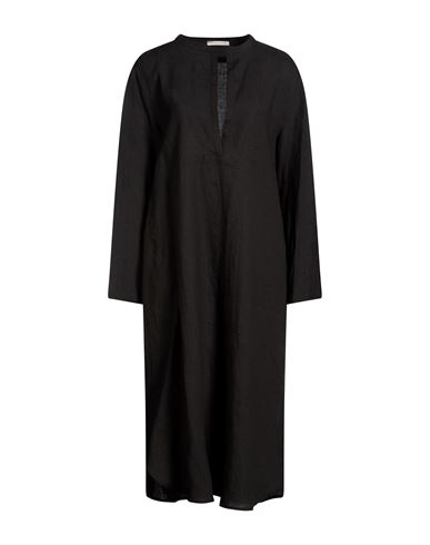 Woman Midi dress Black Size 6 Linen