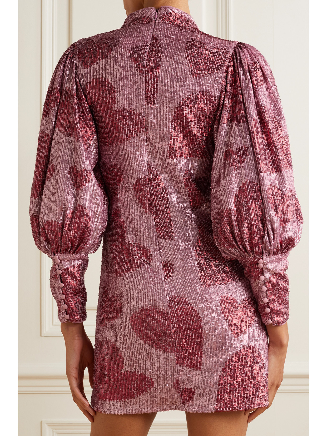 Sequined Tulle Mini Dress - Pink