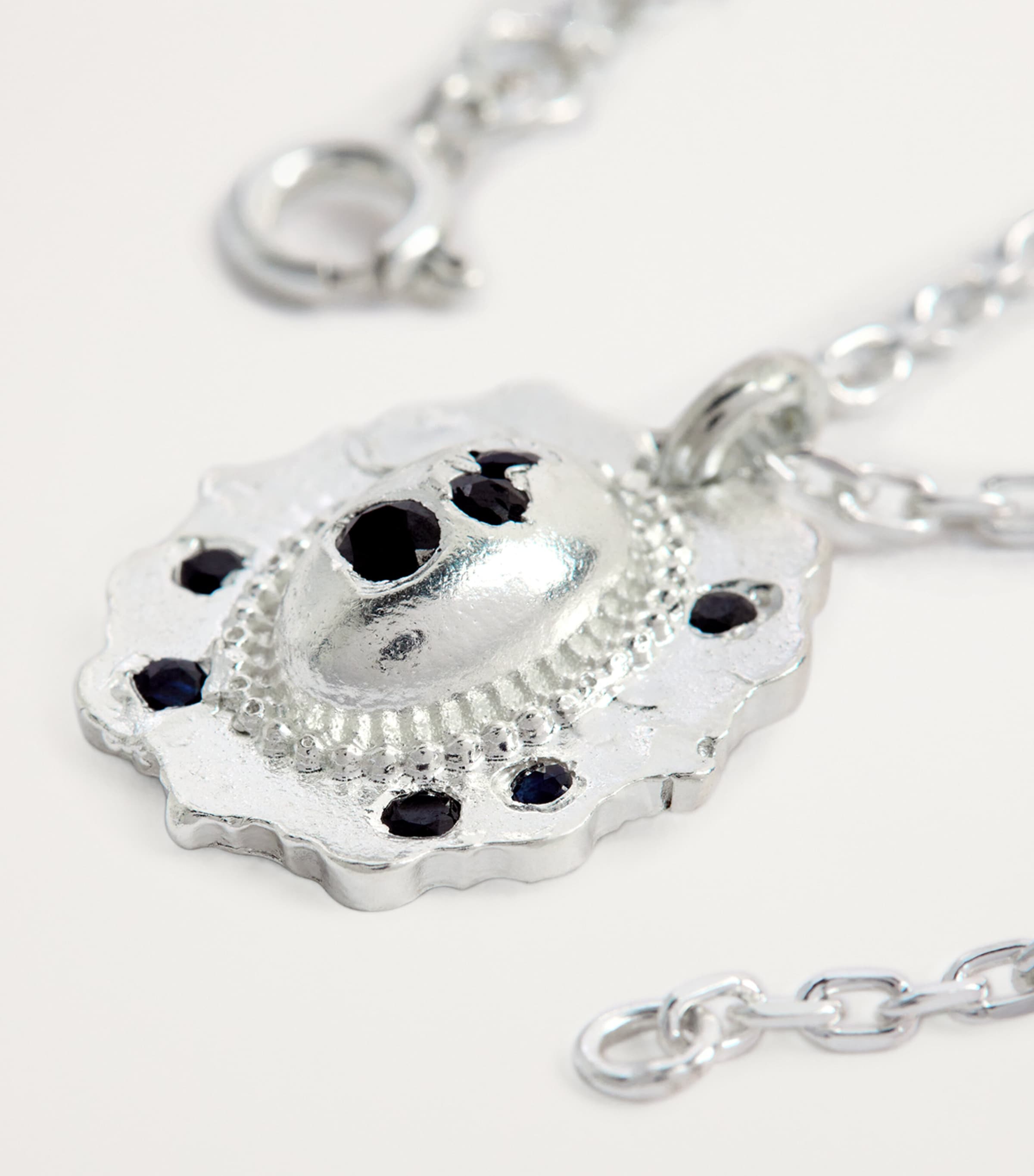 Sapphire-Embedded Medallion Necklace